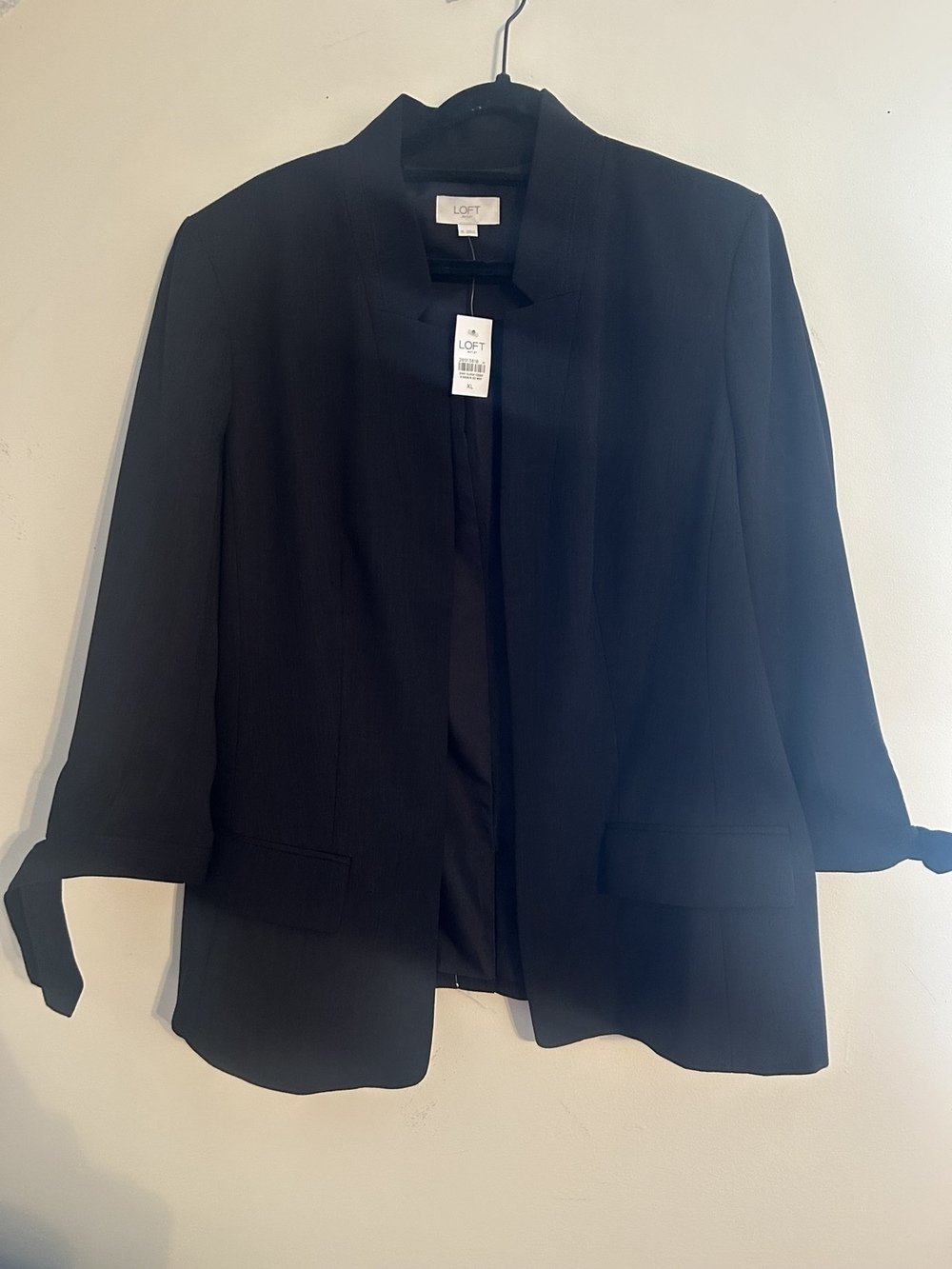 LOFT Outlet Black Open Front Tie Cuff Blazer NWT XL